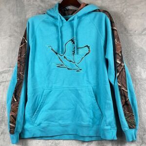 CQR XL Cyan Turquoise Camo Sleeve Goose Hoodie Fleece Pullover Outdoor Hunting